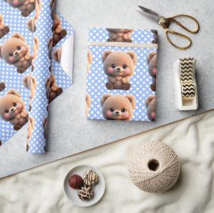 We kunnen Barly Wachten schattige teddybeer Polka  Cadeaupapier