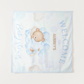 We kunnen Barly Wait Boy Baby shower verwelkomen Wandkleed (Voorkant (horizontaal))