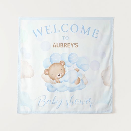 We kunnen Barly Wait Boy Baby shower verwelkomen Wandkleed (Voorkant)