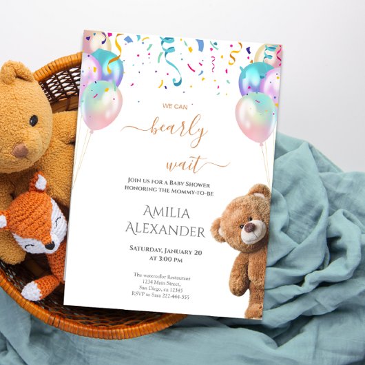 We kunnen bearly Celebration Theme baby shower afw Kaart