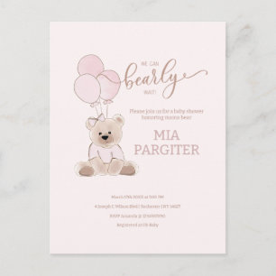 We kunnen Bearly Teddy Bear Roze Budget Baby showe Briefkaart