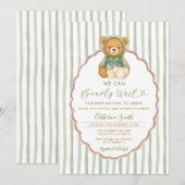 We kunnen Bearly wachten beer baby shower groene s Kaart (Voorkant / Achterkant)