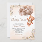 We kunnen Bearly Wait Balloons Floral Boy Baby sho Kaart (Voorkant)