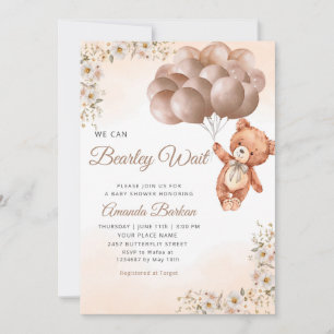 We kunnen Bearly Wait Balloons Floral Boy Baby sho Kaart