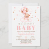 We kunnen Bearly Wait Balloons Girl Baby shower Kaart (Voorkant)