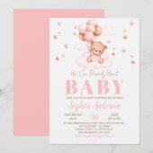 We kunnen Bearly Wait Balloons Girl Baby shower Kaart (Voorkant / Achterkant)