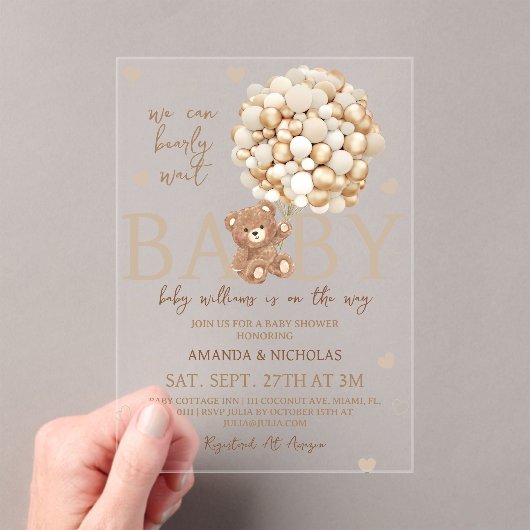 We kunnen Beer Baby shower afwachten Acryl Uitnodigingen (Insitu (Draagbaar))