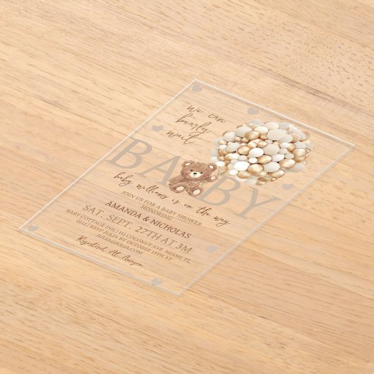 We kunnen Beer Baby shower afwachten Acryl Uitnodigingen (Laagn)