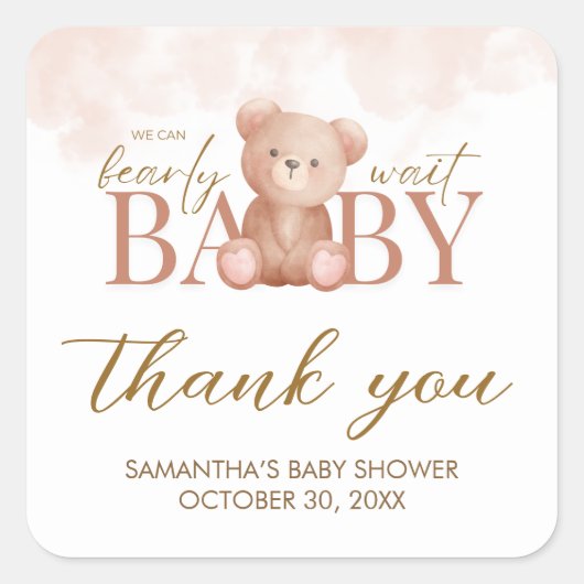 We kunnen Beer Baby shower afwachten Vierkante Sticker (Voorkant)