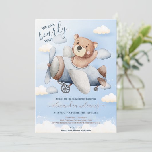 We kunnen Beer ballonjongen Baby shower wachten. Kaart (Staand voorkant)