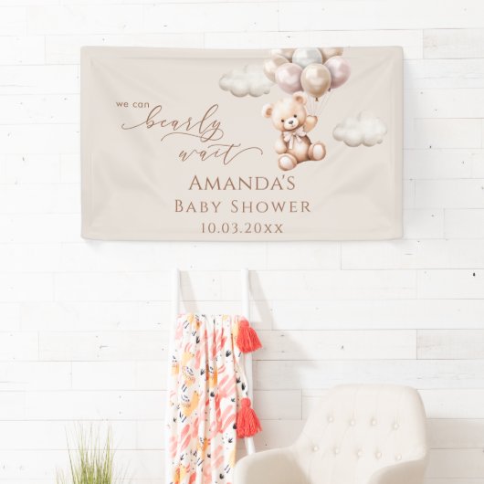 We kunnen bijna Beer wachten met ballonnen Baby sh Spandoek (Insitu)