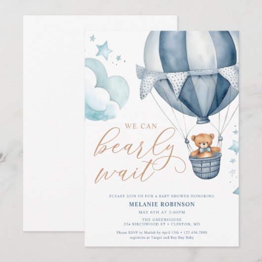 We kunnen bijna niet wachten Baby Shower Uitnodigi Kaart (Voorkant / Achterkant)