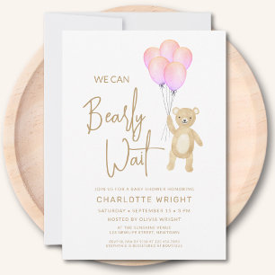 We kunnen bijna niet wachten Meisje Baby Shower Kaart