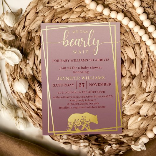 We kunnen bijna niet wachten op Baby shower Lijst Folie Uitnodiging