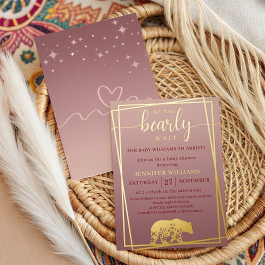 We kunnen bijna niet wachten op Baby shower Lijst Folie Uitnodiging