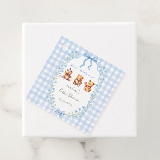 We kunnen bijna niet wachten op Blue Gingham Baby Bedankjes Labels (In situ)