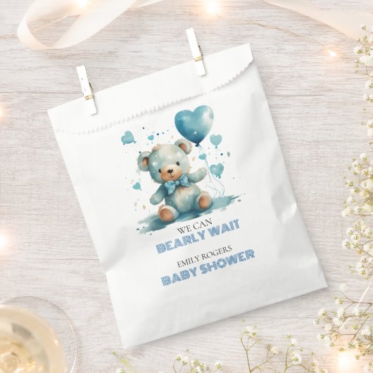 We kunnen bijna niet wachten op Blue Teddy Bear Bedankzakje (Geknipt)