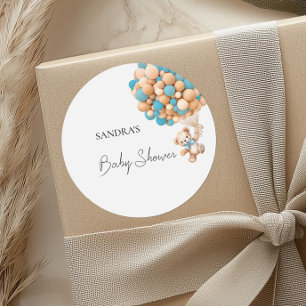 We kunnen bijna niet wachten op de blauwe ballon v ronde sticker