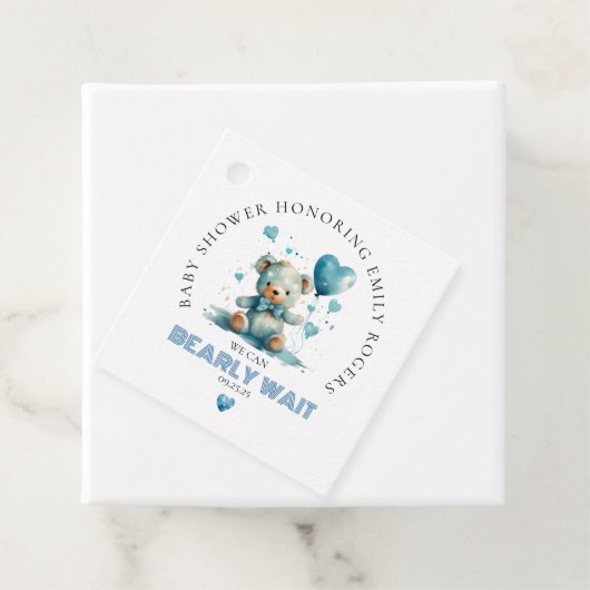 We kunnen bijna niet wachten op de blauwe teddybee bedankjes labels (In situ)