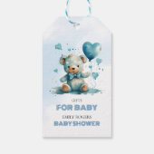 We kunnen bijna niet wachten op de blauwe teddybee cadeaulabel (Achterkant)