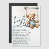 We kunnen bijna niet wachten op het Denim Teddy Be Magnetische Uitnodiging (Voorkant / Achterkant)