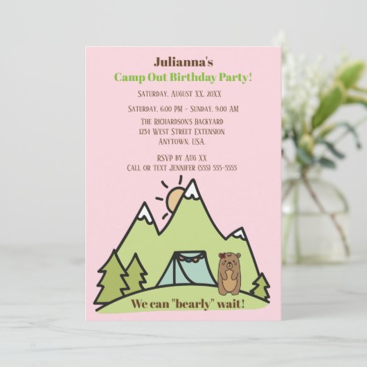 We kunnen bijna niet wachten op het Pink Camp-verj Kaart (Staand voorkant)