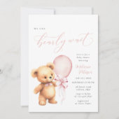 We kunnen bijna niet wachten op Pink Bow Balloon B Kaart (Voorkant)