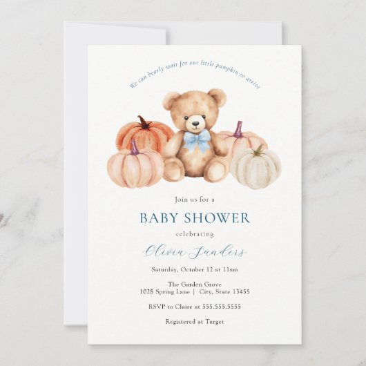 We kunnen bijna niet wachten op Pumpkin Teddy Bear Kaart (Voorkant)