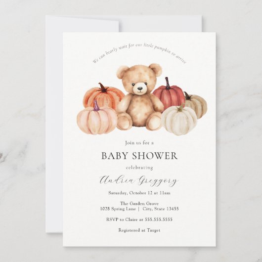 We kunnen bijna niet wachten op Pumpkin Teddy Bear Kaart (Voorkant)