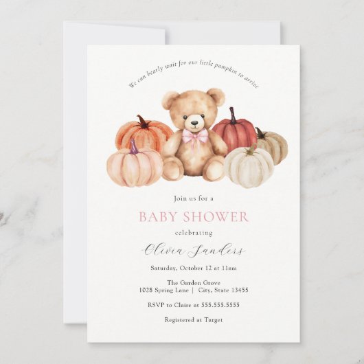 We kunnen bijna niet wachten op Pumpkin Teddy Bear Kaart (Voorkant)