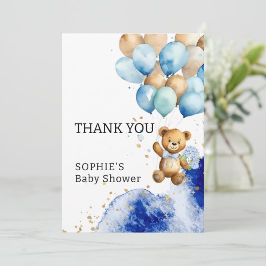 We kunnen bijna niet wachten op Royal Blue en Gold Bedankkaart (Staand voorkant)