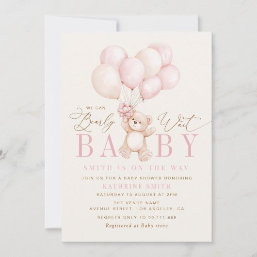 We kunnen bijna niet wachten op roze Baby shower Kaart (Voorkant)