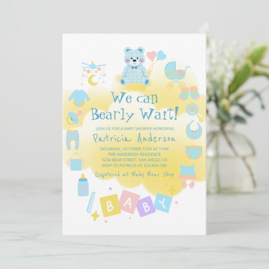 We kunnen bijna niet wachten op Schattige Boy Baby Kaart (Staand voorkant)