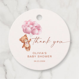 We kunnen bijna niet wachten roze ballon dank u bedankjes labels