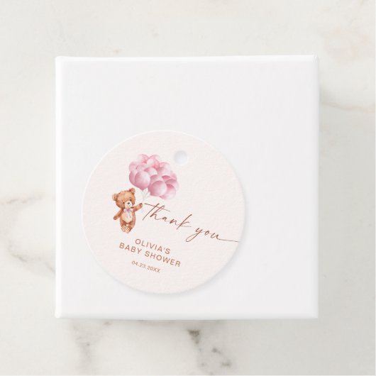 We kunnen bijna niet wachten roze ballon dank u bedankjes labels (In situ)