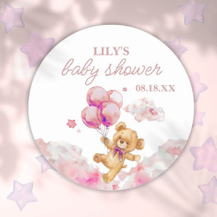 We kunnen bijna niet wachten Roze meisje babyshowe Ronde Sticker
