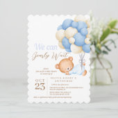 We kunnen bijna niet wachten Teddy Balloon Baby Sh Kaart (Staand voorkant)