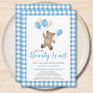We kunnen bijna niet wachten Teddybeer Blauwe Baby Kaart
