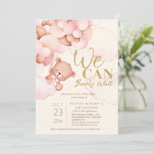 We kunnen bijna niet wachten tot Teddy Baby Girl S Kaart (Staand voorkant)