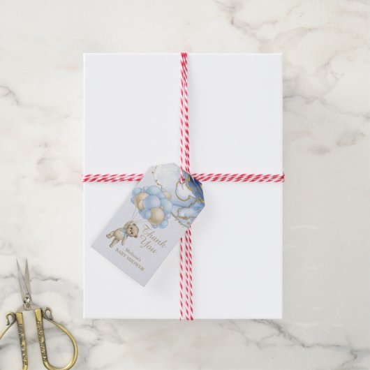 We kunnen bijna wachten abstract blauw goud dank u cadeaulabel (Met Touw)