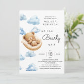 We kunnen bijna wachten Baby Boy Shower Kaart (Staand voorkant)