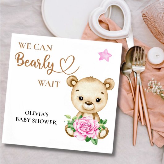 We kunnen bijna wachten baby meisje baby shower servet