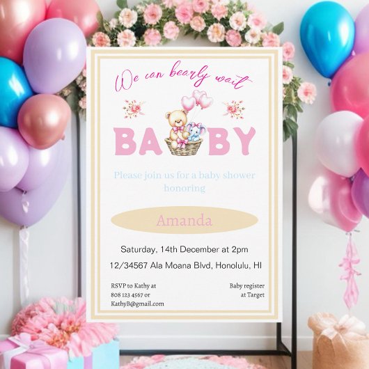 We kunnen bijna wachten baby meisje teddy kaart