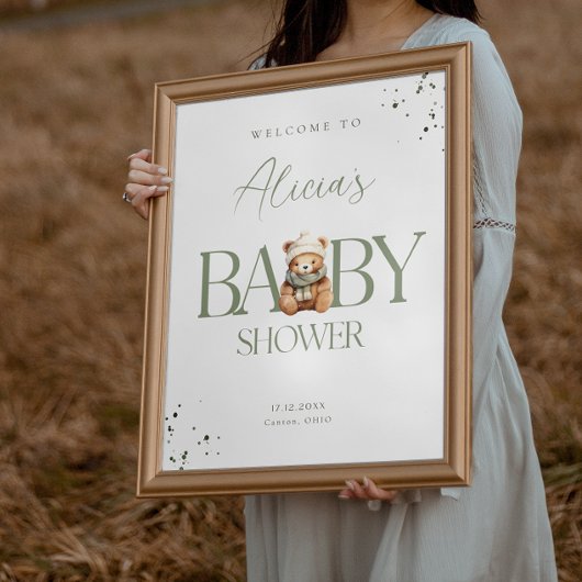 We kunnen bijna wachten Baby shower welkom Poster