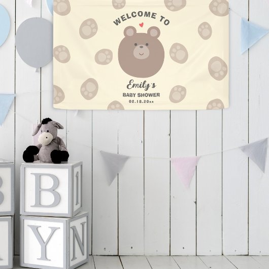 We kunnen bijna wachten Beary Schattige Baby showe Spandoek