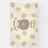 We kunnen bijna wachten Beary Schattige Baby showe Spandoek (Verticaal)