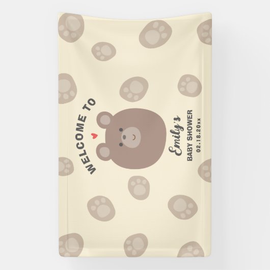 We kunnen bijna wachten Beary Schattige Baby showe Spandoek (Verticaal)