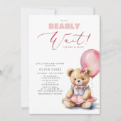 We kunnen bijna wachten Beer ballon meisje Baby sh Kaart (Voorkant)