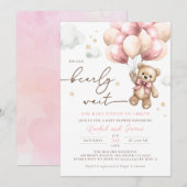 We kunnen bijna wachten Beer roze ballon Baby show Kaart (Voorkant / Achterkant)