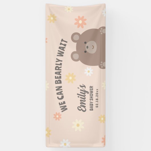 We kunnen bijna wachten bloemenmeisje Baby shower  Spandoek (Verticaal)